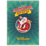 Santa Green Merry Christmas And Happy New Year Card