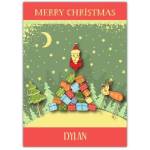 Santa Tree Of Presents Merry Christmas Card