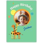 Giraffe One Photo Birthday Greeting Card