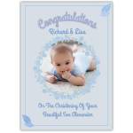Congratulations Christening Baby Boy Blue Background  Card