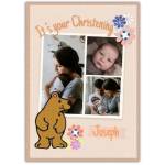 Christening Flowers And Bear  Card