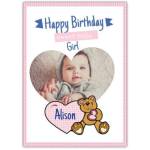 Happy Birthday Heart And Teddy Bear Card