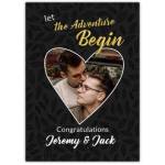 Wedding/partnership Charcoal Heart Photo Greeting Card