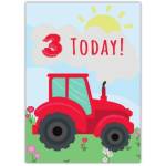 Birthday Three Today Tractor Greeting Card