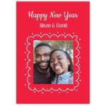 Happy New Year Red Photo Upload Greeting Card