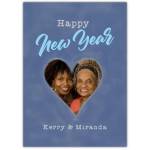 Happy New Year Heart Photo Greeting Card