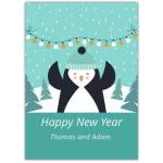 Happy New Year Happy Penguin Greeting Card