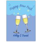 Happy New Year Champagne Clink Greeting Card