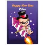 Happy New Year Rocket Greeting Card