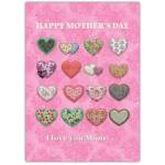 Mothers Day Patchwork Hearts Greeting Card