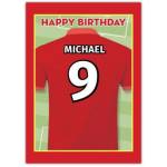 Red Happy Birthday Football Goal Card