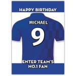 Blue No. 1 Fan Football Birthday Card