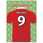 Red/White Happy Footballs Birthday Card
