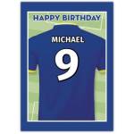 Blue/White Happy Birthday Football Pitch Card