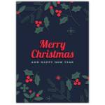 Merry Christmas And New Year Holly Berry Greeting Card