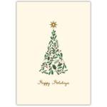 Happy Holidays Green Holly Tree Greeting Card
