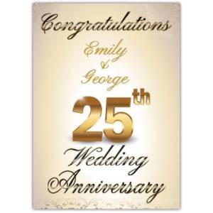 Congratulations -25th Wedding Anniversary Card