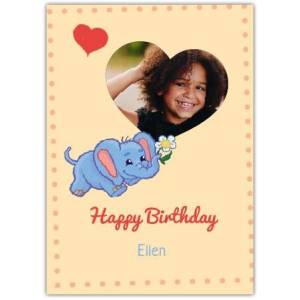 Elephant One Photo Birthday Card