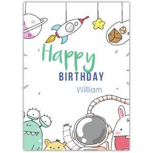 Happy Birthday Space Friends Card