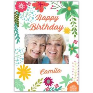 Happy Birthday Flowers  Card