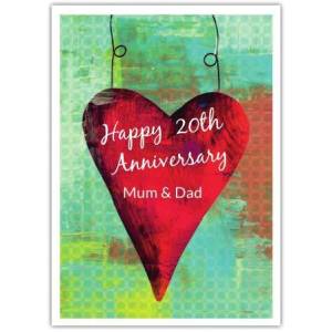 Anniversary Red Heart Greeting Card