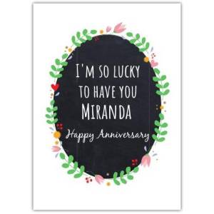 Anniversary Chalkboard Flowers Greeting Card