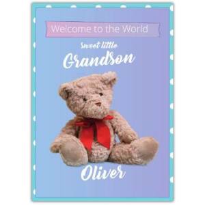 Welcome Baby Teddy Bow Greeting Card