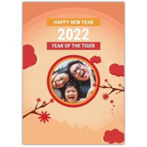 Happy New Year Red Photo Greeting Card