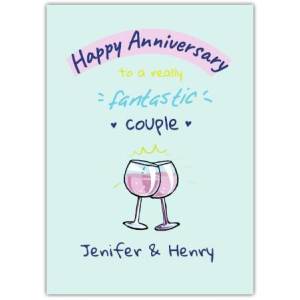 Anniversary Wine Glasses Greeting Card