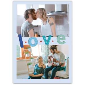 Valentines Patterned L.O.V.E Photo Greeting Card