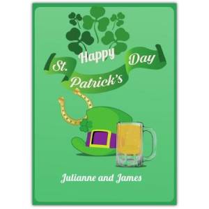 St Patricks Day Hat & Beer Greeting Card