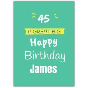 Happy Birthday 45 Green Greeting Card