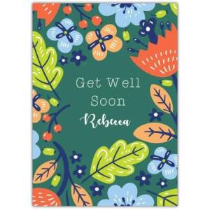 Get Well Soon Leafy Flower Greeting Card