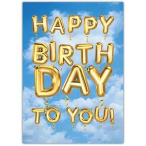 Happy Birthday Gold Balloon Greeting Card