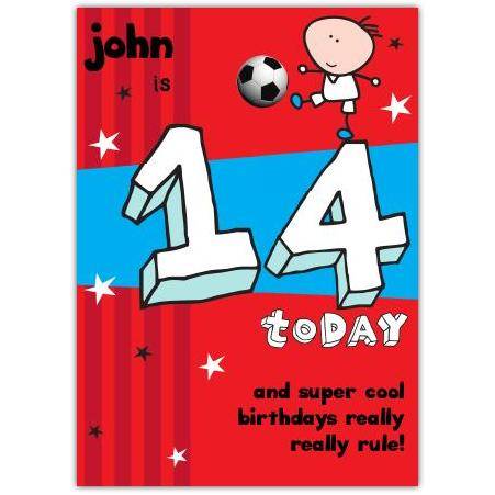 Super Cool Happy 14th Birthday Card