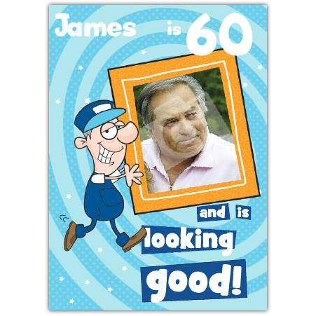 Cartoon Photo Frame Happy 60th Birthday Card