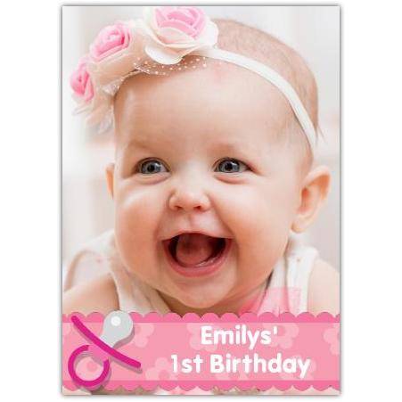 First Birthday Pink Soother Card