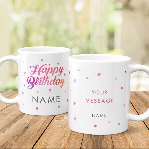 Happy Birthday Pink Sparkle Personalised Mug