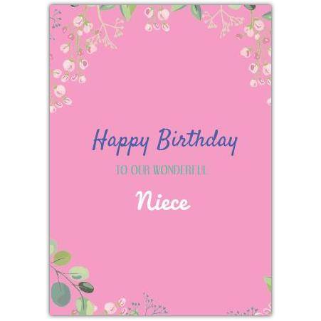 Pink Floral Birthday Greeting Card