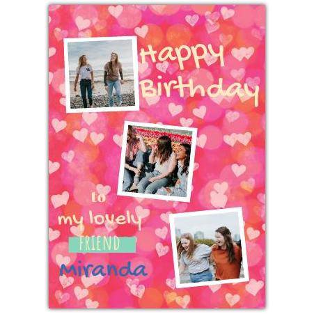 Happy Birthday 3 Photos With Hearts Card