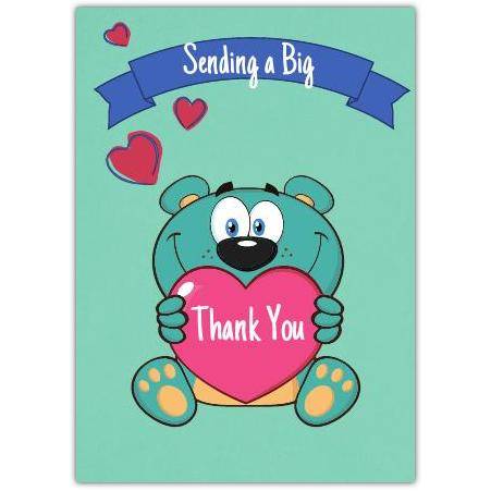 Sending A Big Thank You Holding A Pink Heart Card