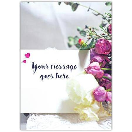 Message On Paper With Bouquet Of Flowers Card