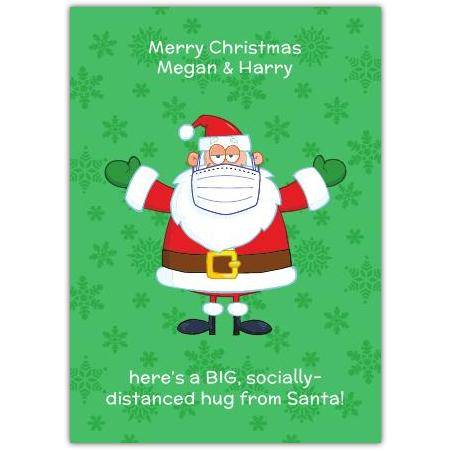 Socially Distanced Hug From Santa Christmas Card