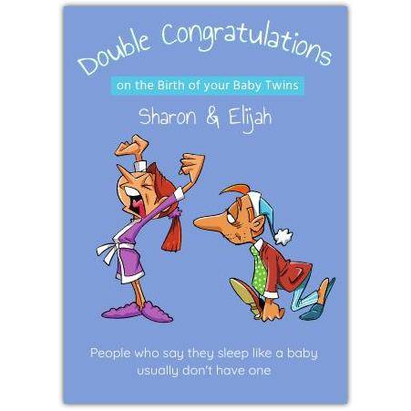 Double Congratulations On Baby Twins Sleep Like A Baby Card