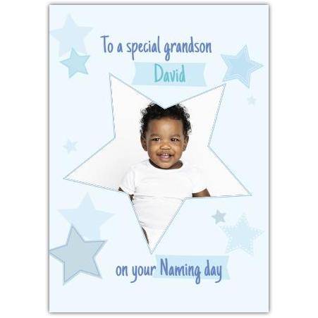 New Baby Big Star Frame Blue Stars  Card