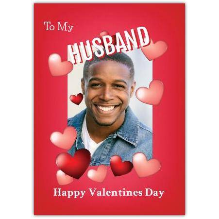 To My Husband Happy Valentines Day Red Hearts Card