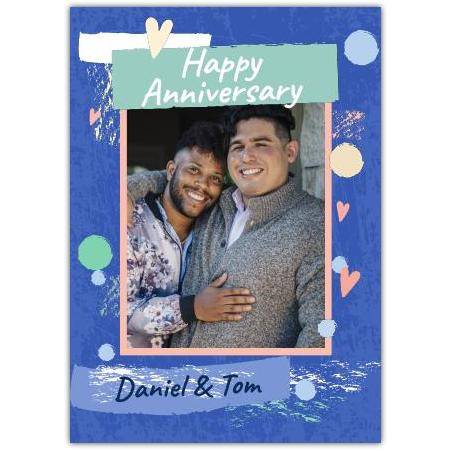 Happy Anniversary Colourful With Hearts Card