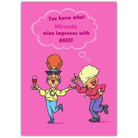 Birthday Funny Pink Ladies Greeting Card