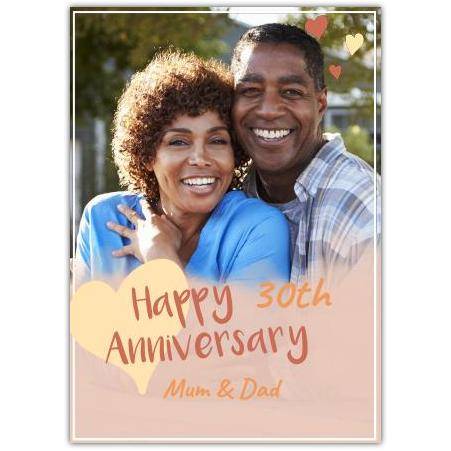 Anniversary Peach Photo Upload Greeting Card