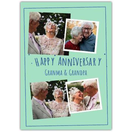 Anniversary 4 Photo Green Greeting Card